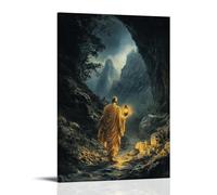 GEMTOFNMA Kṣitigarbha Walks A Dark Valley with His Jewel-lantern, Illuminating Paths for The Lost And Grieving. Contemporary Wall Mural - Decorative Hanging Poster Art 16x24inch(40x60cm)