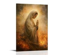 GEMTOFNMA Mary Among The Flames - Her Prayer Unshaken by War Contemporary Wall Mural - Decorative Hanging Poster Art 08x12inch(20x30cm)