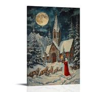 GEMTOFNMA Mary And The Wolves Sing at The Edge of The Snowy Mountain Chapel Contemporary Wall Mural - Decorative Hanging Poster Art 24x36inch(60x90cm)
