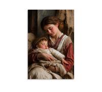 GEMTOFNMA Mary Hums A Lullaby As The Child Drifts Off, His Fingers Still Clutching A Shepherd’s Wool Contemporary Wall Mural - Decorative Hanging Poster Art 08x12inch(20x30cm)