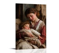 GEMTOFNMA Mary Hums A Lullaby As The Child Drifts Off, His Fingers Still Clutching A Shepherd’s Wool Contemporary Wall Mural - Decorative Hanging Poster Art 16x24inch(40x60cm)