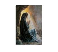 GEMTOFNMA Mary Magdalene Kneeling by The Empty Tomb at Daybreak, Her Veil Fluttering in The Breeze As An Angel Speaks. Contemporary Wall Mural - Decorative Hanging Poster Art 12x18inch(30x45cm)