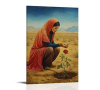 GEMTOFNMA Mary Plants A Single Rose in A Desert, And An Oasis Blooms Around Her in Full Color And Life. Contemporary Wall Mural - Decorative Hanging Poster Art 16x24inch(40x60cm)