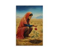 GEMTOFNMA Mary Plants A Single Rose in A Desert, And An Oasis Blooms Around Her in Full Color And Life. Contemporary Wall Mural - Decorative Hanging Poster Art 24x36inch(60x90cm)
