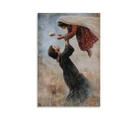 GEMTOFNMA Mary Reaches Down from The Sky to Catch A Falling Child’s Dream, Tucking It Safely Beneath Her Veil. Contemporary Wall Mural - Decorative Hanging Poster Art 16x24inch(40x60cm)