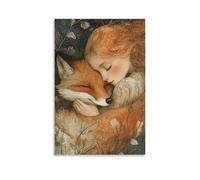 GEMTOFNMA Mary’s Tears Fall on A Sleeping Fox, And It Wakes Changed, Gentler, Golden-eyed. Contemporary Wall Mural - Decorative Hanging Poster Art 12x18inch(30x45cm)