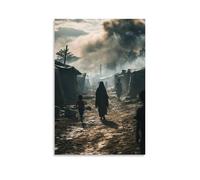 GEMTOFNMA Mary Walks through A Refugee Camp, Her Presence Calming Both Children And Sky. Contemporary Wall Mural - Decorative Hanging Poster Art 08x12inch(20x30cm)