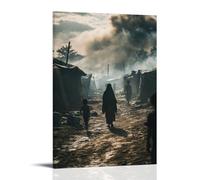 GEMTOFNMA Mary Walks through A Refugee Camp, Her Presence Calming Both Children And Sky. Contemporary Wall Mural - Decorative Hanging Poster Art 08x12inch(20x30cm)