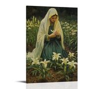 GEMTOFNMA Mary Weeps Into The Soil, And Where Her Tears Fall, Lilies Bloom in The Shape of Doves. Contemporary Wall Mural - Decorative Hanging Poster Art 24x36inch(60x90cm)