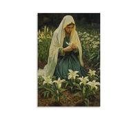 GEMTOFNMA Mary Weeps Into The Soil, And Where Her Tears Fall, Lilies Bloom in The Shape of Doves. Contemporary Wall Mural - Decorative Hanging Poster Art 24x36inch(60x90cm)