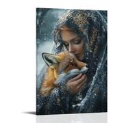 GEMTOFNMA Mary Wraps Her Veil Around A Shivering Fox in The Snow, Warming It with The Light of Her Breath. Contemporary Wall Mural - Decorative Hanging Poster Art 24x36inch(60x90cm)