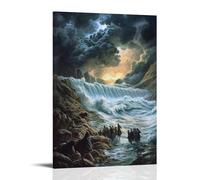 GEMTOFNMA Moses Parts The Sea Under A Storm-lit Sky As Terrified Families Cross between Walls of Roaring Water. Contemporary Wall Mural - Decorative Hanging Poster Art 24x36inch(60x90cm)