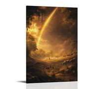 GEMTOFNMA Noah Watches The First Rainbow form As Animals Step Onto Dry Land Two by Two Beneath A Golden Sky. Contemporary Wall Mural - Decorative Hanging Poster Art 08x12inch(20x30cm)