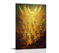 GEMTOFNMA On A Bridge of Golden Light, Angels Carry The Souls of Children Upward While Parents Wave Tearfully Below. Contemporary Wall Mural - Decorative Hanging Poster Art 20x30inch(50x75cm)
