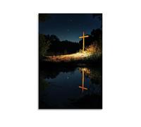GEMTOFNMA On A Holy Night, The Gospel Reflects Onto A Pond Where No Page Had Ever Existed Before. Contemporary Wall Mural - Decorative Hanging Poster Art 24x36inch(60x90cm)