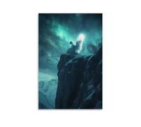 GEMTOFNMA On A Mountaintop Under Aurora Skies, An Angel Whispers Forgotten Languages Into The Wind. Contemporary Wall Mural - Decorative Hanging Poster Art 16x24inch(40x60cm)
