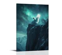 GEMTOFNMA On A Mountaintop Under Aurora Skies, An Angel Whispers Forgotten Languages Into The Wind. Contemporary Wall Mural - Decorative Hanging Poster Art 20x30inch(50x75cm)
