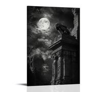 GEMTOFNMA Owls in The Ruined Cathedral - Silent Wings Guard The Forgotten Altar Under Moonlight Contemporary Wall Mural - Decorative Hanging Poster Art 24x36inch(60x90cm)