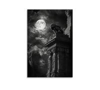 GEMTOFNMA Owls in The Ruined Cathedral - Silent Wings Guard The Forgotten Altar Under Moonlight Contemporary Wall Mural - Decorative Hanging Poster Art 24x36inch(60x90cm)