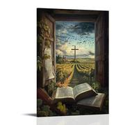 GEMTOFNMA Pages of The Old Testament Fly from An Open Window, Swirling Around A Cross Planted in A Vineyard. Contemporary Wall Mural - Decorative Hanging Poster Art 24x36inch(60x90cm)