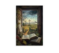 GEMTOFNMA Pages of The Old Testament Fly from An Open Window, Swirling Around A Cross Planted in A Vineyard. Contemporary Wall Mural - Decorative Hanging Poster Art 24x36inch(60x90cm)