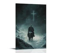 GEMTOFNMA Riding through A Blizzard, A Knight Follows The Faint Glow of A Distant Cross Carved in Ice And Wind. Contemporary Wall Mural - Decorative Hanging Poster Art 08x12inch(20x30cm)