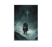 GEMTOFNMA Riding through A Blizzard, A Knight Follows The Faint Glow of A Distant Cross Carved in Ice And Wind. Contemporary Wall Mural - Decorative Hanging Poster Art 24x36inch(60x90cm)