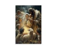 GEMTOFNMA Shepherds Wrapped in Wool Approach The Christ Child with Eyes Full of Wonder And Breath Like Smoke Contemporary Wall Mural - Decorative Hanging Poster Art 12x18inch(30x45cm)