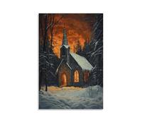 GEMTOFNMA The Chapel Roof Groans Under Snow, Yet The Fire Within Burns With Joy That Cannot Be Buried Contemporary Wall Mural - Decorative Hanging Poster Art 20x30inch(50x75cm)