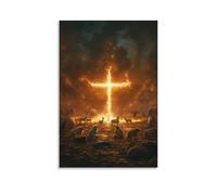 GEMTOFNMA The Cross Among Beasts - In A Burning Field, Animals Kneel in A Ring Around A Glowing Cross Contemporary Wall Mural - Decorative Hanging Poster Art 24x36inch(60x90cm)