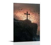 GEMTOFNMA The Cross at The Cliffside Bleeds Light, Drawing Seabirds from Beyond The Horizon Contemporary Wall Mural - Decorative Hanging Poster Art 16x24inch(40x60cm)