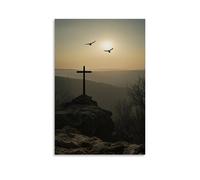 GEMTOFNMA The Cross Shines from A Mountaintop Where Hawks Circle in Reverent Silence Contemporary Wall Mural - Decorative Hanging Poster Art 12x18inch(30x45cm)