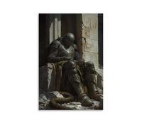GEMTOFNMA The Knight Sleeps Beneath A Shattered Chapel Dome, Guarded by A Serpent Coiled at His Feet. Contemporary Wall Mural - Decorative Hanging Poster Art 20x30inch(50x75cm)