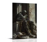 GEMTOFNMA The Knight Sleeps Beneath A Shattered Chapel Dome, Guarded by A Serpent Coiled at His Feet. Contemporary Wall Mural - Decorative Hanging Poster Art 08x12inch(20x30cm)