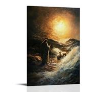 GEMTOFNMA The Light of Christ Bends on The Waves, His Image Reflected As Both Shepherd And Lamb. Contemporary Wall Mural - Decorative Hanging Poster Art 12x18inch(30x45cm)
