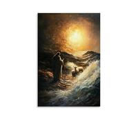 GEMTOFNMA The Light of Christ Bends on The Waves, His Image Reflected As Both Shepherd And Lamb. Contemporary Wall Mural - Decorative Hanging Poster Art 16x24inch(40x60cm)