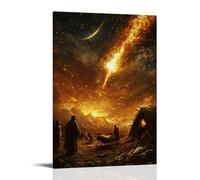 GEMTOFNMA The Manger Beneath A Sky of Fire - The First Christmas Seen Through The Eyes of A Wandering Shepherd Contemporary Wall Mural - Decorative Hanging Poster Art 20x30inch(50x75cm)