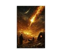 GEMTOFNMA The Manger Beneath A Sky of Fire - The First Christmas Seen Through The Eyes of A Wandering Shepherd Contemporary Wall Mural - Decorative Hanging Poster Art 24x36inch(60x90cm)