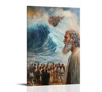 GEMTOFNMA The Red Sea Closes behind Moses As He Looks Back-not in Fear, But in Reverence. Contemporary Wall Mural - Decorative Hanging Poster Art 20x30inch(50x75cm)