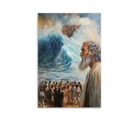 GEMTOFNMA The Red Sea Closes behind Moses As He Looks Back-not in Fear, But in Reverence. Contemporary Wall Mural - Decorative Hanging Poster Art 08x12inch(20x30cm)