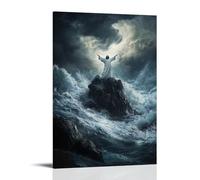 GEMTOFNMA The Rock of Ages - Jesus Unshaken by Earthly Storms Contemporary Wall Mural - Decorative Hanging Poster Art 24x36inch(60x90cm)