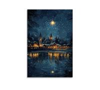 GEMTOFNMA The Star over Bethlehem Reflects in A Frozen Lake As Shepherds Gather in Candlelit Silence. Contemporary Wall Mural - Decorative Hanging Poster Art 16x24inch(40x60cm)