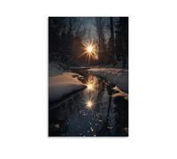 GEMTOFNMA The Star’s Reflection in The Stream Leads A Lost Traveler to The Heart of Christmas Peace. Contemporary Wall Mural - Decorative Hanging Poster Art 16x24inch(40x60cm)