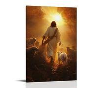 GEMTOFNMA The Sun Rises behind Jesus As He Walks Away from The Wolves, The Lamb Aglow in His Arms. Contemporary Wall Mural - Decorative Hanging Poster Art 20x30inch(50x75cm)