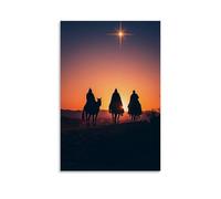 GEMTOFNMA The Three Kings Arrive at Dawn, Their Silhouettes Framed by Desert Fire And A Star That Never Moves Contemporary Wall Mural - Decorative Hanging Poster Art 16x24inch(40x60cm)