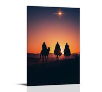 GEMTOFNMA The Three Kings Arrive at Dawn, Their Silhouettes Framed by Desert Fire And A Star That Never Moves Contemporary Wall Mural - Decorative Hanging Poster Art 20x30inch(50x75cm)