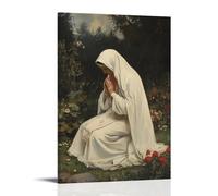 GEMTOFNMA The Virgin Sits at The Edge of A Monastery Garden, Weaving Red Threads Into A White Cloth for The Poor. Contemporary Wall Mural - Decorative Hanging Poster Art 12x18inch(30x45cm)