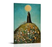 GEMTOFNMA The Virgin Stands Atop A Hill, Catching Shooting Stars And Planting Them in The Soil As Flowers. Contemporary Wall Mural - Decorative Hanging Poster Art 08x12inch(20x30cm)