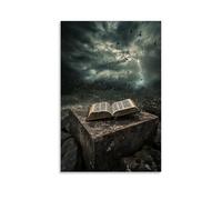 GEMTOFNMA The Wind Flips through A Bible Left on A Stone Altar, Pausing on A Verse As Thunder Rolls. Contemporary Wall Mural - Decorative Hanging Poster Art 08x12inch(20x30cm)