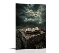 GEMTOFNMA The Wind Flips through A Bible Left on A Stone Altar, Pausing on A Verse As Thunder Rolls. Contemporary Wall Mural - Decorative Hanging Poster Art 24x36inch(60x90cm)